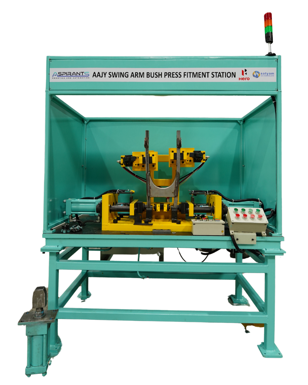 Swing arm bush press fitment station